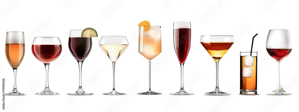 Aufkleber row of wine glasses filled with different types of wine generative ai