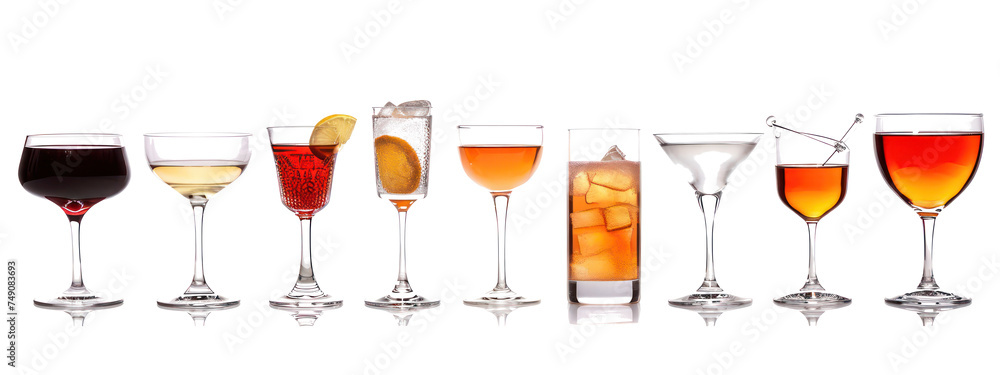 Aufkleber row of wine glasses filled with different types of wine generative ai