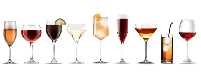 Row of Wine Glasses Filled With Different Types of Wine Generative AI