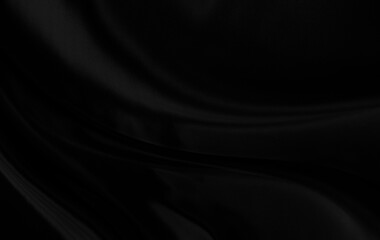 Black gray satin dark fabric texture luxurious shiny that is abstract silk cloth background with patterns soft waves blur beautiful.