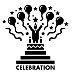 Celebration vector logo concept art illustration, Celebration icon flat style white background
