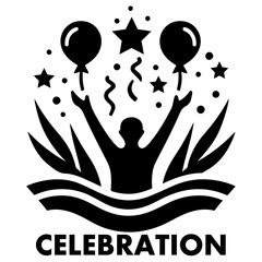Celebration vector logo concept art illustration, Celebration icon flat style white background