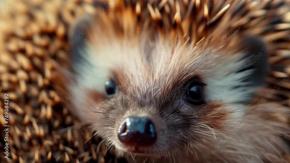 Aufkleber closeup of a hedgehogs spines perfectly aligned creating a seamless armor around its small curled bo