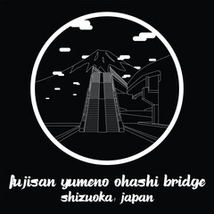 Circle Icon Fujisan Yumeno Ohashi Bridge. Vector illustration