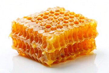 Fresh sweet honeycomb on white background