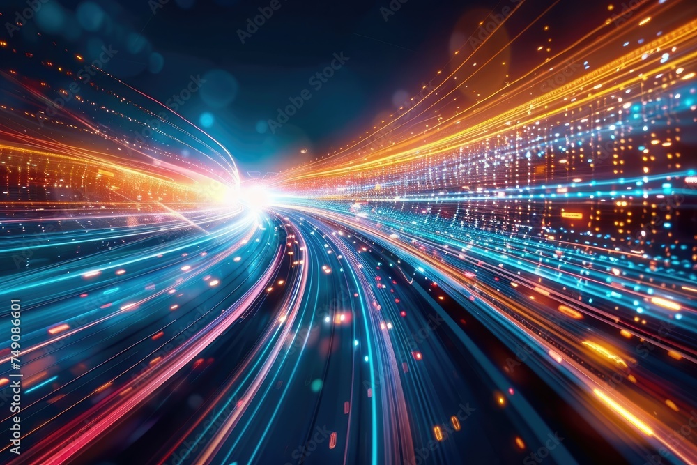Poster high-speed data stream visually represented - an artistic visualization of data transfer and interne