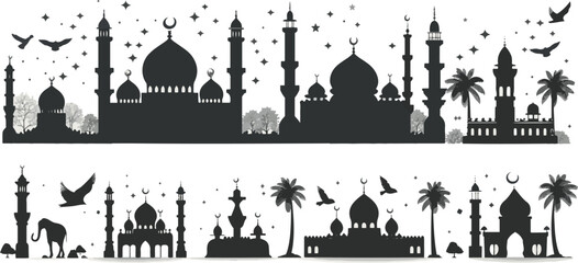 Ramadan vector pack: Various illustrations capturing essence of sacred month for graphic projects - obrazy, fototapety, plakaty