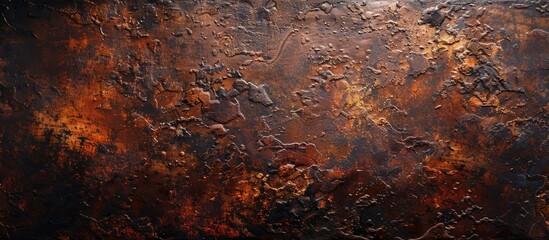 The photograph showcases a rusted metal surface with patches of rust distributed across the brown texture. The rust spots add a weathered and aged look to the metal, highlighting the effects of