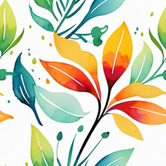 Colorful stylish minimalist abstract flowers water color seamless pattern