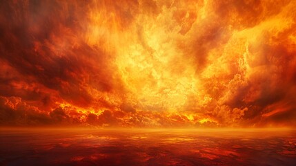 A raging wildfire consumes the horizon, painting the sky