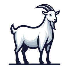 Goat full body vector illustration, farm pet, animal livestock, for butchery meat shop and dairy milk product, design template isolated on white background