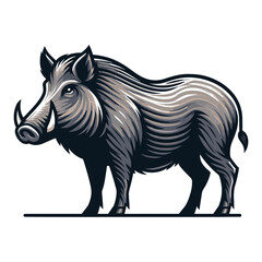 Fototapeta premium Wild hog boar pig full body design vector illustration, beast animal wildlife template isolated on white background