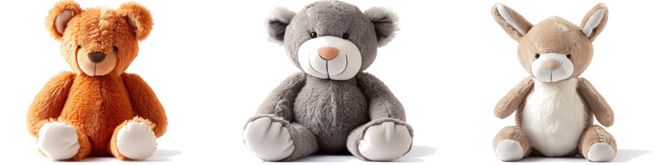 Group of Three Stuffed Animals Sitting Together Generative AI