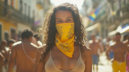 Portrait of a Brazilian woman during street carnival