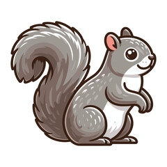 Cute squirrel full body character vector illustration, fluffy adorable squirrel chipmunk design template isolated on white background