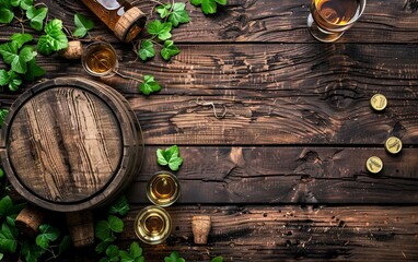 Whiskey barrel wood wooden background.