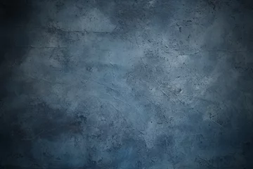 Photo sur Plexiglas Anti-reflet Papier peint en béton Blue grunge background with scratches. Dirty navy cement textured wall. Vintage wide long backdrop use for design web banner with scratches and cracks. Old stained dark concrete, distressed texture