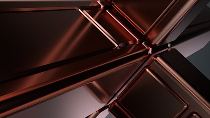 Copper Metal Lump Cube Design Elements Shape Elegant Modern 3D Rendering Abstract Background