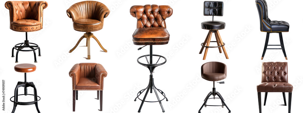 Poster diverse collection of bar stools generative ai