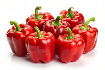 Set of ripe red bell peppers isolated on white