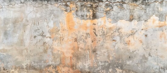 A close-up view of a concrete wall with visible dirt and grime accumulated on its surface, showcasing a vintage and weathered aesthetic. The wall texture appears rusty and damaged, adding character to - obrazy, fototapety, plakaty