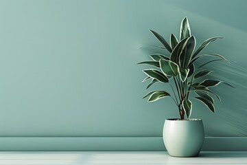 Green Plant in White Vase on Table