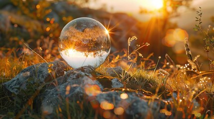 Glass globe in the in nature concept for environment