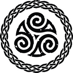 Grunge Celtic Circle and Spirals - obrazy, fototapety, plakaty