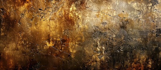 The image features a grungy yellow cement wall with a dark brown and black background. The wall is textured and worn, adding depth to the overall composition.