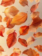 Fototapeta na wymiar Floating Leaves in the Air