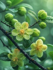 Close-Up of Tree Branch With Flowers