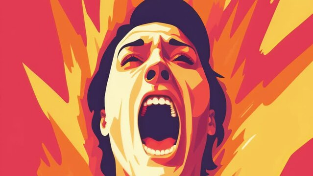 A person with their mouth open gasping in horror at soing unpleasant. Psychology art concept. .