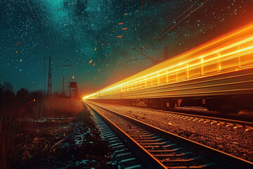 Obraz premium railway in the night