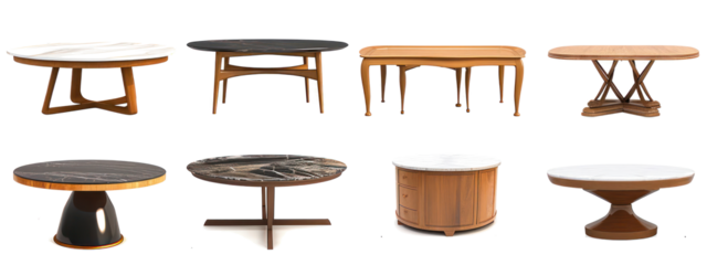Group of Different Tables and Stools Generative AI