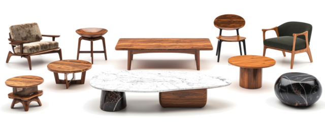 Assorted Chairs Tables and Stools Arrangement Generative AI