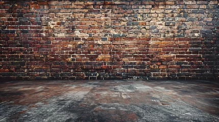 Fotobehang background, empty grunge urban street with warehouse brick wall © INK ART BACKGROUND