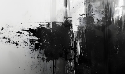 Black and white abstract brush wallpaper, Generative AI 