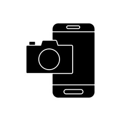  mobile camera icon black vector illustration on white background..eps