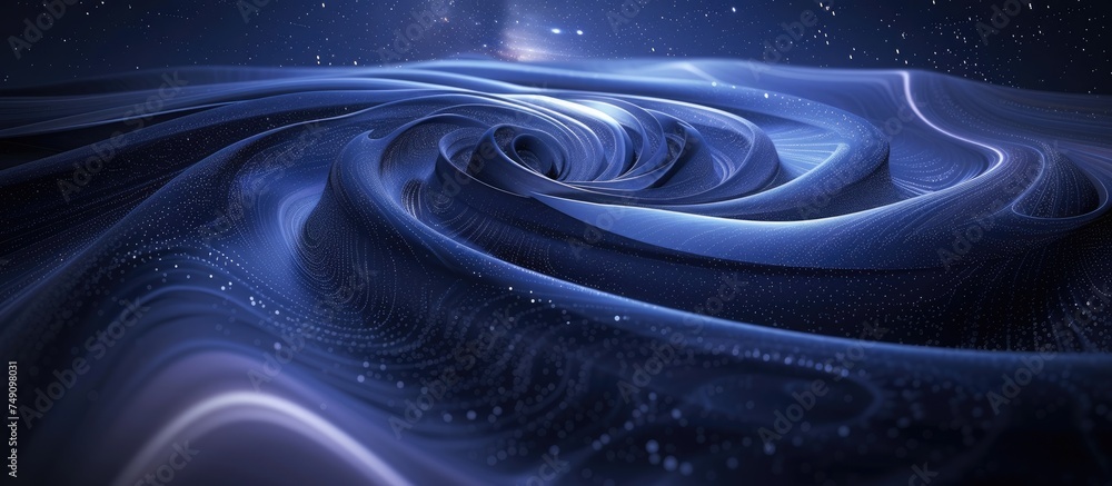 Aufkleber a computer-generated abstract image featuring a vibrant blue spiral surrounded by gravitational wave