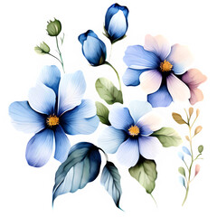Introducing our "Blue Flowers Watercolor PNG Clipart Graphics," a collection of stunning digital artwork designed to bring beauty and elegance to your print-on-demand projects. Each piece in this coll