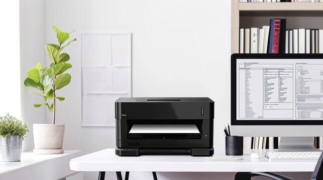 Printer on office desk table