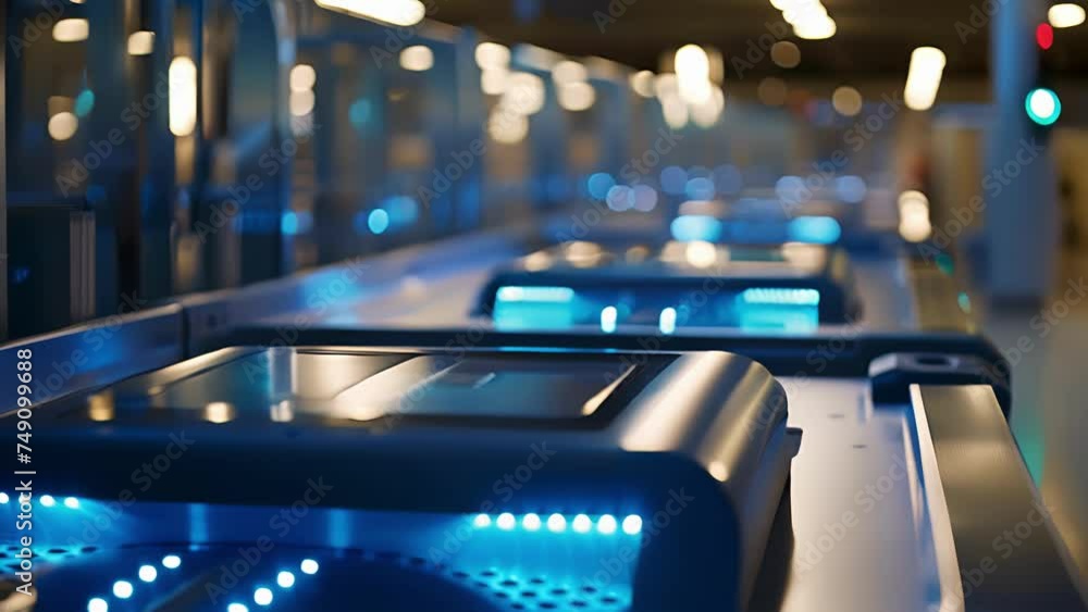Poster passing through security a holographic scanner quickly and accurately identifies passengers reducing