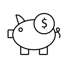 piggy bank vector glyph flat icon flat liner illustration on white background..eps