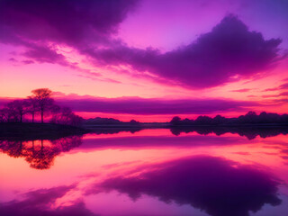 sunset over the river