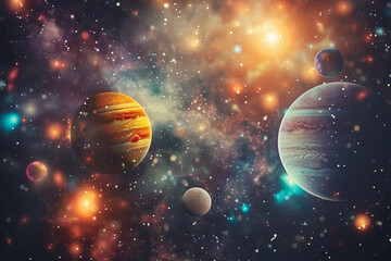 Obraz na płótnie Canvas 惑星と宇宙のアブストラクト背景素材