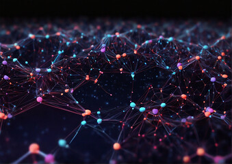 Obraz premium Concept of AI technology Cyber big data flow. Blockchain data fields. Network line connect stream, 3D illustration. Generative AI