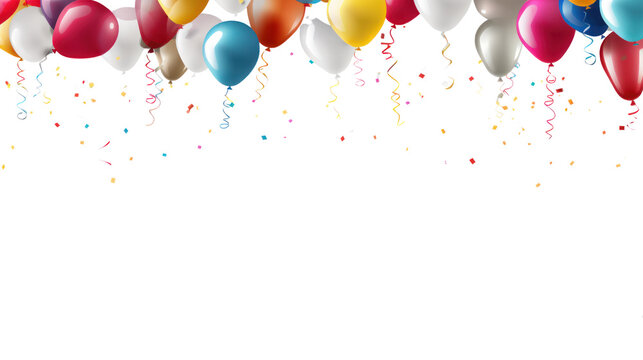 Birthday balloons, pennant isolated on transparent and white background.PNG image.