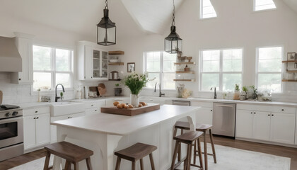 Fototapeta na wymiar modern white kitchen interior