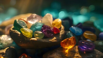 colorful gemstones on a natural background