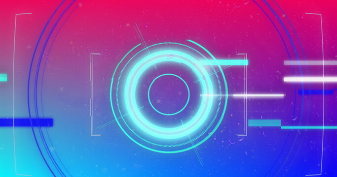 Image of scope scanning and flickering lines on pink to blue background